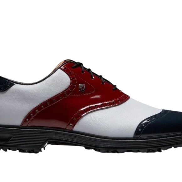 FootJoy Premier Series Wilcox Waterproof Leather Golf Shoes Size 10 White Navy